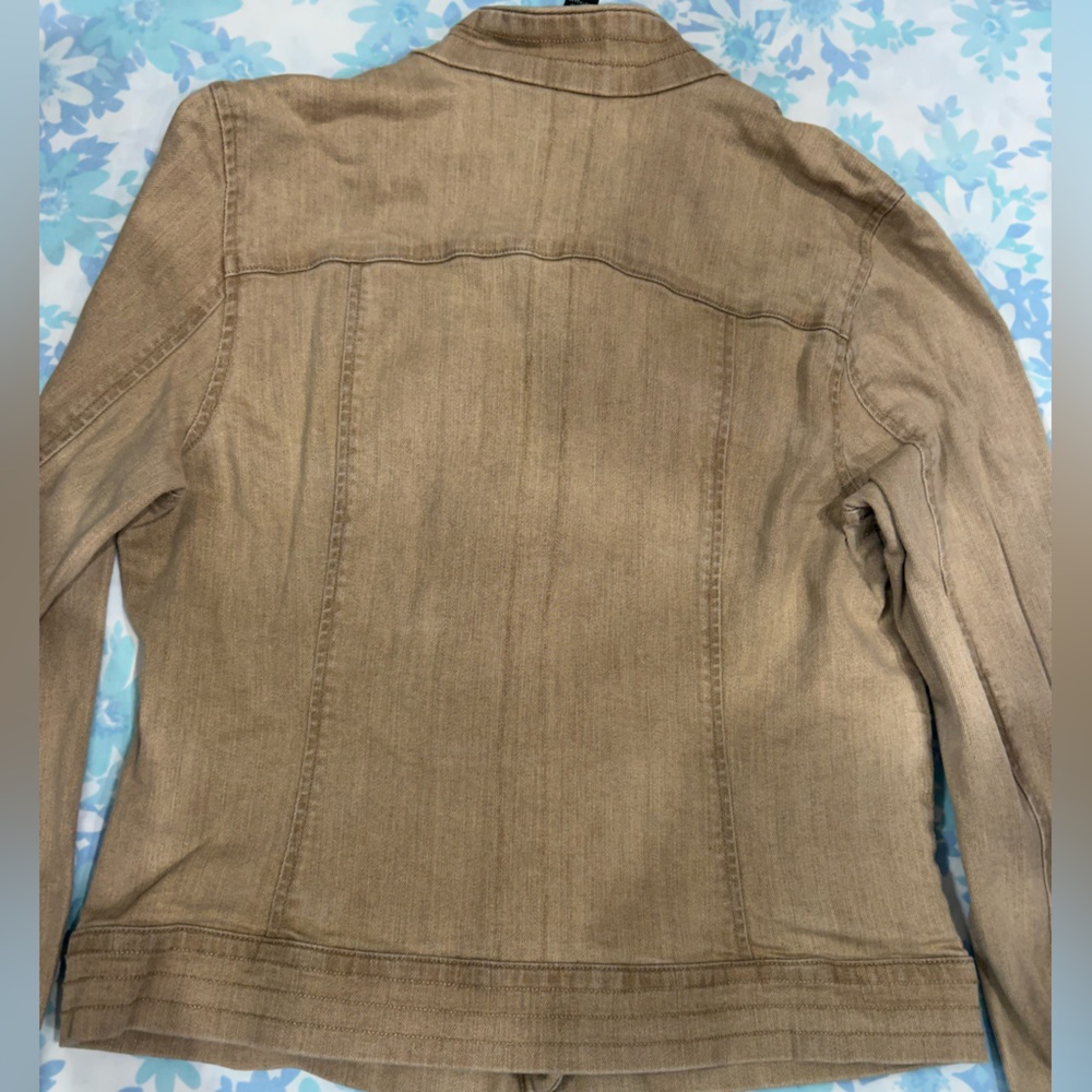 Ralph Lauren Jeans Company Denim Tan Moto Jacket, Full Zip size 6 - Picture 4 of 15